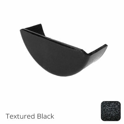 115mm (4.5") Beaded Half Round Cast Aluminium Gutter Stop-end - Internal - Textured Black - Trade Warehouse