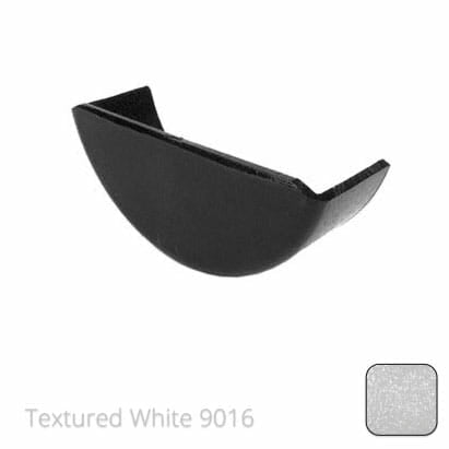 115mm (4.5") Beaded Half Round Cast Aluminium Gutter Stop-end - Internal - Textured Traffic White RAL 9016 - Trade Warehouse