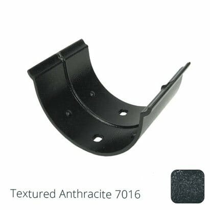 115mm (4.5") Beaded Half Round Cast Aluminium Gutter Union Clip - Textured Anthracite Grey RAL 7016 - Trade Warehouse