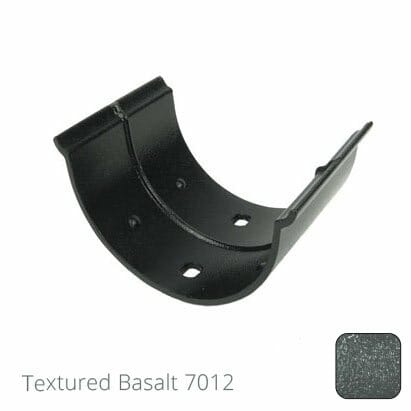 115mm (4.5") Beaded Half Round Cast Aluminium Gutter Union Clip - Textured Basalt Grey RAL 7012 - Trade Warehouse