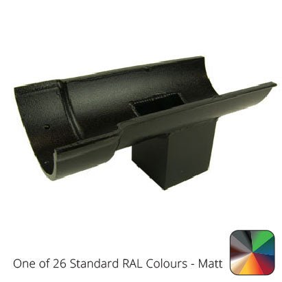 115mm (4.5") Beaded Half Round Cast Aluminium Single Spigot/Socket Running Outlet with 75x75mm square outlet pipe - One of 26 Standard Matt RAL colours TBC - Trade Warehouse