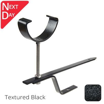 115mm (4.5") Half Round Cast Aluminium Rise & Fall Gutter Bracket - Textured Black - Trade Warehouse