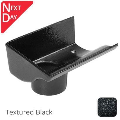 115mm (4.5") Victorian Ogee Cast Aluminium 63mm Left Hand Stop End Outlet - Textured Black - Trade Warehouse