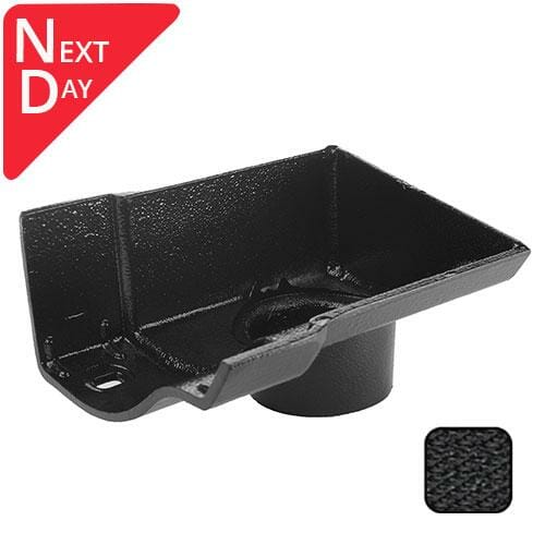 115mm (4.5") Victorian Ogee Cast Aluminium 63mm Right Hand Stop End Outlet - Textured Black - Trade Warehouse