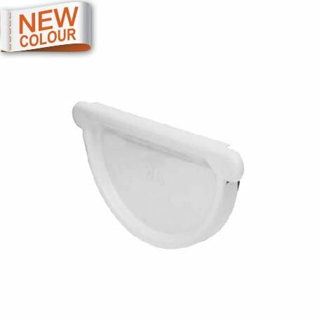 115mm Half Round 9016M White Galvanised Steel Gutter Stop End - Trade Warehouse