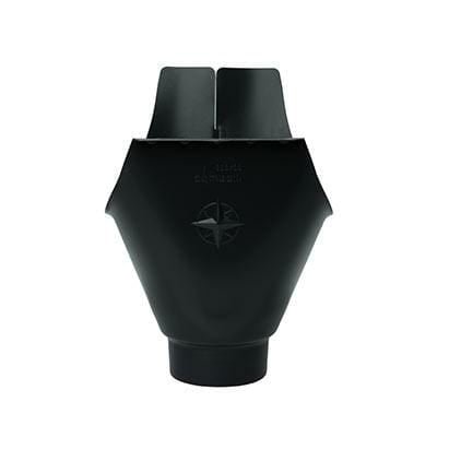115mm Half Round Black Coated Galvanised Steel 80mm 'wrap around' Gutter Outlet - Trade Warehouse