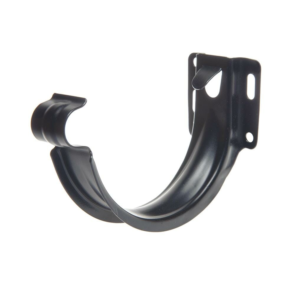 115mm Half Round Black Coated Galvanised Steel 'Short-back' Fascia Bracket - Trade Warehouse