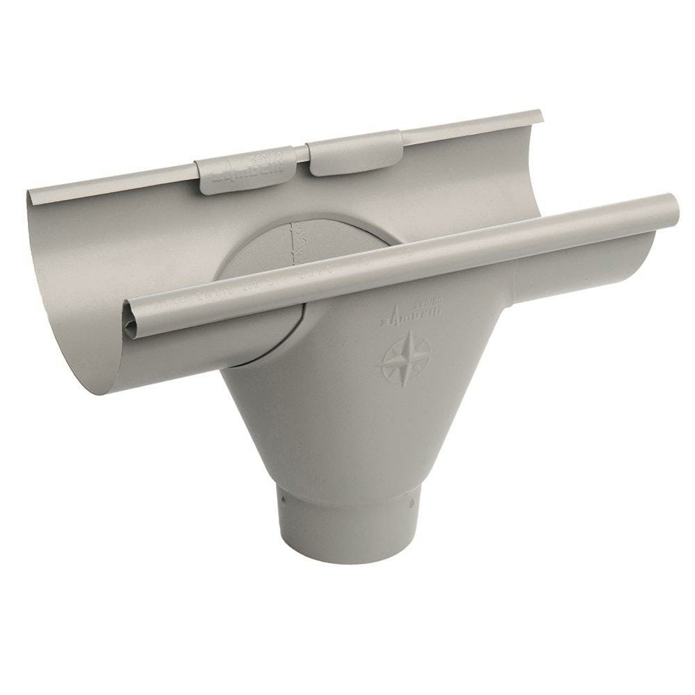 115mm Half Round Dusty Grey Galvanised Steel 80mm 'prefab' Gutter Outlet - Trade Warehouse