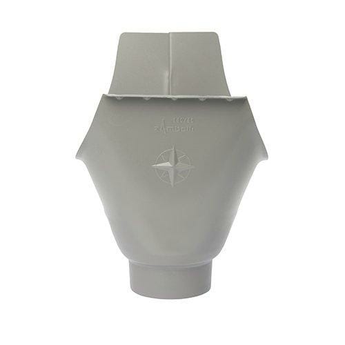 115mm Half Round Dusty Grey Galvanised Steel 80mm 'wrap around' Gutter Outlet - Trade Warehouse