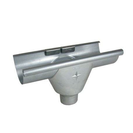 115mm Half Round Galvanised Steel 60mm 'prefab' Gutter Outlet - Trade Warehouse