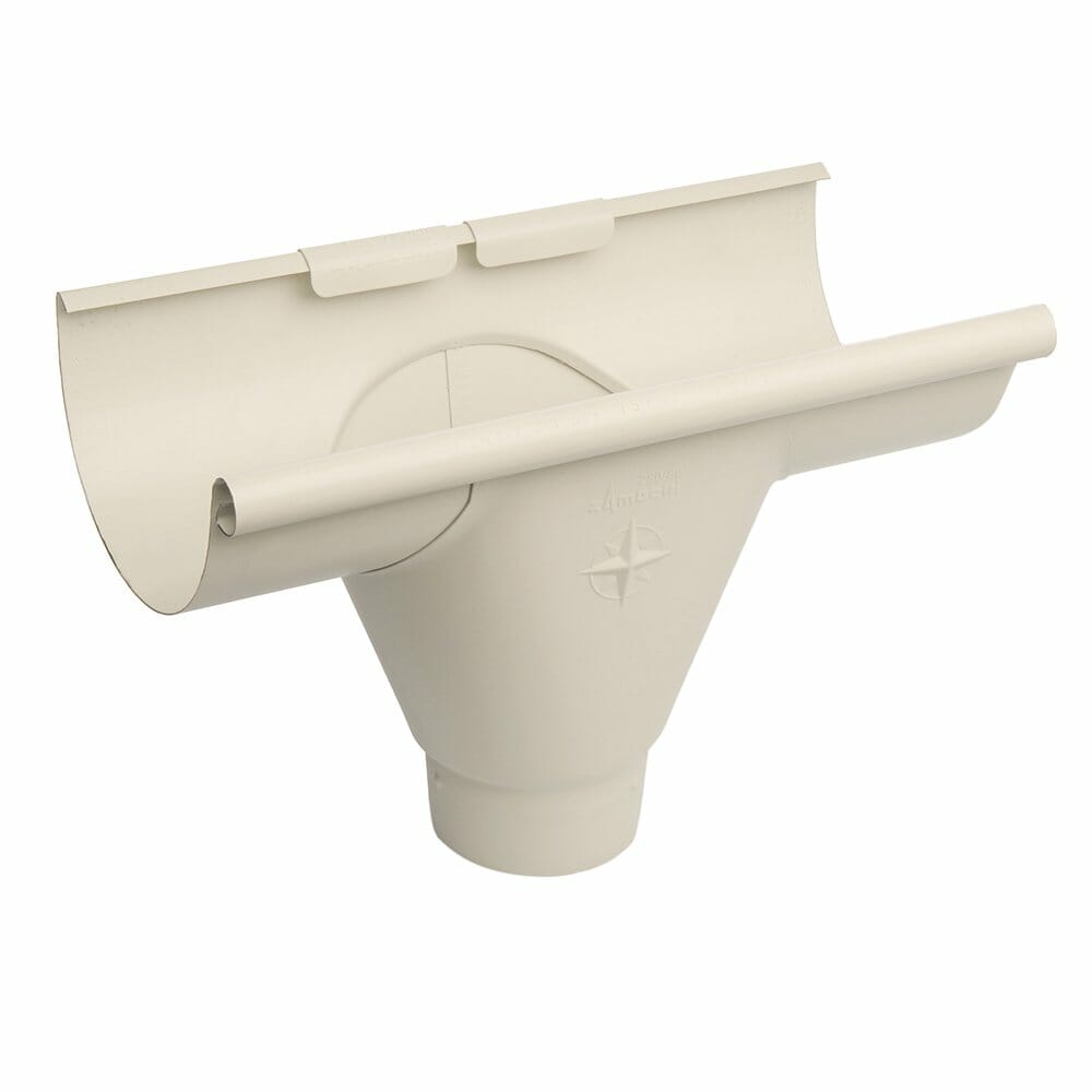 115mm Half Round Grey White Galvanised Steel 80mm 'prefab' Gutter Outlet - Trade Warehouse
