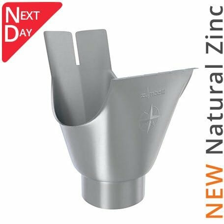 115mm Half Round Natural Zinc 80mm 'wrap around' Gutter Outlet - Trade Warehouse