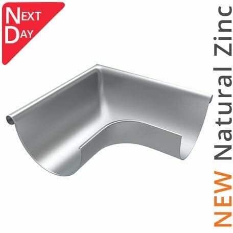 115mm Half Round Natural Zinc 90 Degree External Gutter Angle - Trade Warehouse