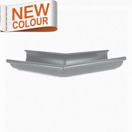 115mm Half Round RAL 9007 'Grey Aluminium' Galvanised Steel 135degree External Gutter Angle - Trade Warehouse