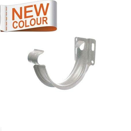 115mm Half Round RAL 9007 'Grey Aluminium' Galvanised Steel 'Short-back' Fascia Bracket - Trade Warehouse