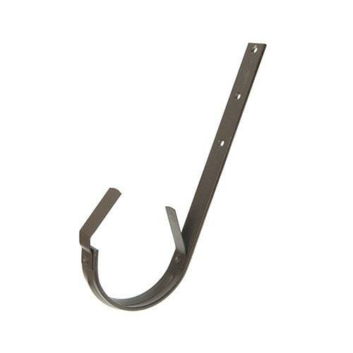 115mm Half Round Sepia Brown Galvanised Steel Top Fix Rafter Bracket (Bend On Site) - Trade Warehouse