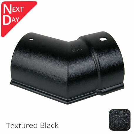 115x75mm (4.5"x3") Beaded Deep Run Cast Aluminium 135 degree Gutter Angle - External - Textured Black - Next Day Delivery - Trade Warehouse