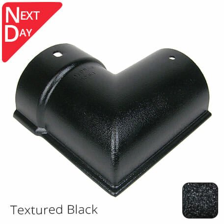 115x75mm (4.5"x3") Beaded Deep Run Cast Aluminium 90 degree Gutter Angle - Internal - Textured Black - Next Day Delivery - Trade Warehouse