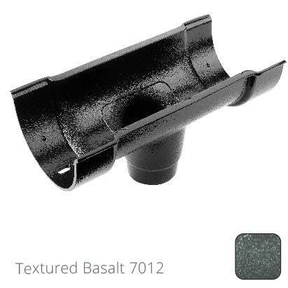 115x75mm (4.5"x3") Beaded Deep Run Cast Aluminium Double Socket Running Outlet with 75mm outlet pipe - Textured Basalt Grey RAL 7012 - Trade Warehouse