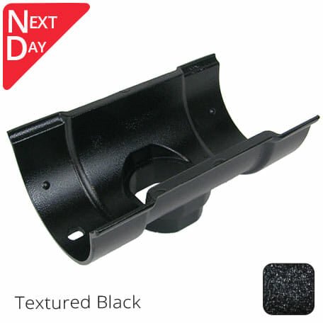 115x75mm (4.5"x3") Beaded Deep Run Cast Aluminium Double Socket Running Outlet with 75mm outlet pipe - Textured Black - Next Day Delivery - Trade Warehouse