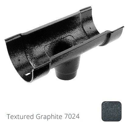 115x75mm (4.5"x3") Beaded Deep Run Cast Aluminium Double Socket Running Outlet with 75mm outlet pipe - Textured Graphite Grey RAL 7024 - Trade Warehouse