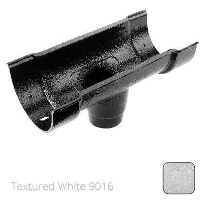 115x75mm (4.5"x3") Beaded Deep Run Cast Aluminium Double Socket Running Outlet with 75mm outlet pipe - Textured Traffic White RAL 9016 - Trade Warehouse