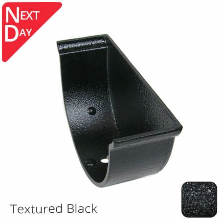 115x75mm (4.5"x3") Beaded Deep Run Cast Aluminium Gutter Stop-end - External - Textured Black - Next Day Delivery - Trade Warehouse
