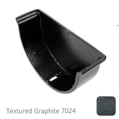 115x75mm (4.5"x3") Beaded Deep Run Cast Aluminium Gutter Stop-end - Internal - Textured Graphite Grey RAL 7024 - Trade Warehouse