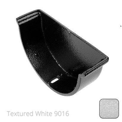 115x75mm (4.5"x3") Beaded Deep Run Cast Aluminium Gutter Stop-end - Internal - Textured Traffic White RAL 9016 - Trade Warehouse