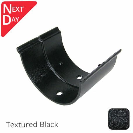 115x75mm (4.5"x3") Beaded Deep Run Cast Aluminium Gutter Union - Textured Black - Next Day Delivery - Trade Warehouse