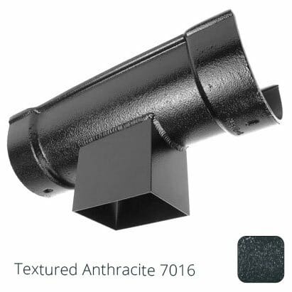 115x75mm (4.5"x3") Beaded Deep Runs Cast Aluminium Double Socket Running Outlet with 100x75mm square outlet pipe - Textured Anthracite Grey RAL 7016 - Trade Warehouse
