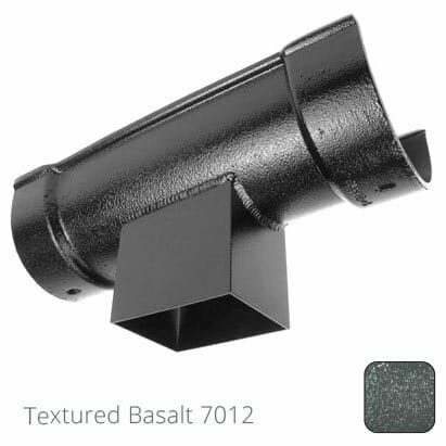 115x75mm (4.5"x3") Beaded Deep Runs Cast Aluminium Double Socket Running Outlet with 100x75mm square outlet pipe - Textured Basalt Grey RAL 7012 - Trade Warehouse