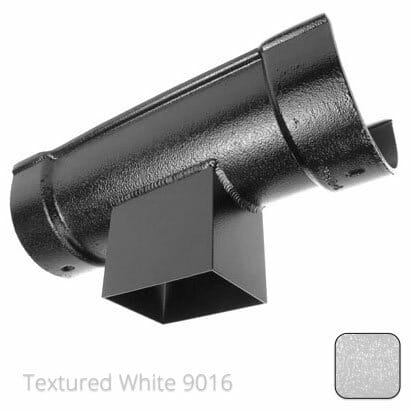 115x75mm (4.5"x3") Beaded Deep Runs Cast Aluminium Double Socket Running Outlet with 100x75mm square outlet pipe - Textured Traffic White RAL 9016 - Trade Warehouse