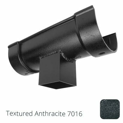 115x75mm (4.5"x3") Beaded Deep Runs Cast Aluminium Double Socket Running Outlet with 75x75mm square outlet pipe - Textured Anthracite Grey RAL 7016 - Trade Warehouse