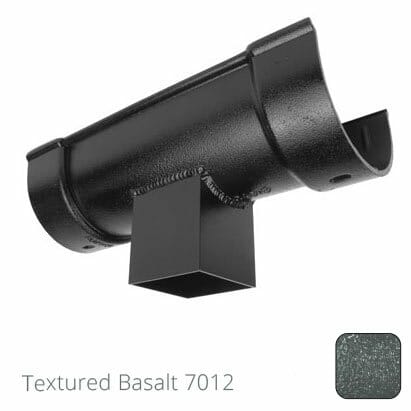 115x75mm (4.5"x3") Beaded Deep Runs Cast Aluminium Double Socket Running Outlet with 75x75mm square outlet pipe - Textured Basalt Grey RAL 7012 - Trade Warehouse