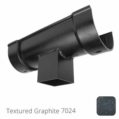 115x75mm (4.5"x3") Beaded Deep Runs Cast Aluminium Double Socket Running Outlet with 75x75mm square outlet pipe - Textured Graphite Grey RAL 7024 - Trade Warehouse