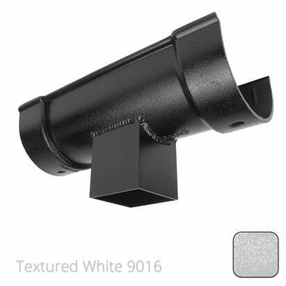 115x75mm (4.5"x3") Beaded Deep Runs Cast Aluminium Double Socket Running Outlet with 75x75mm square outlet pipe - Textured Traffic White RAL 9016 - Trade Warehouse