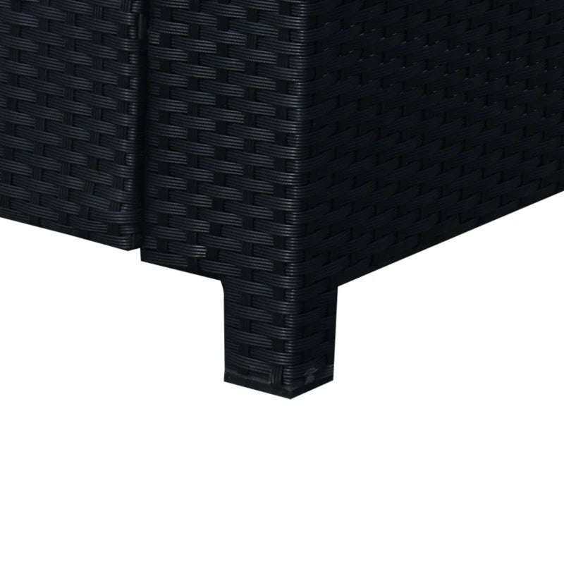 Black 2 Seater Rattan Sofa with Soft Padded White Cushions