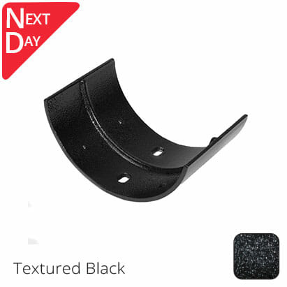 125mm (5") Half Round Cast Aluminium Gutter Union - Textured Black - Trade Warehouse