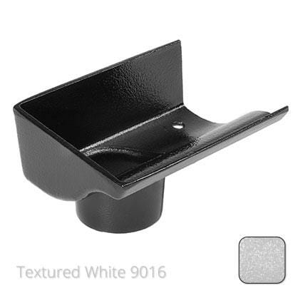 125mm (5") Victorian Ogee Cast Aluminium 63mm Left Hand Stop End Outlet - Textured Traffic White RAL 9016 - Trade Warehouse