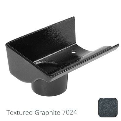 125mm (5") Victorian Ogee Cast Aluminium 76mm Left Hand Stop End Outlet - Textured Graphite Grey RAL 7024 - Trade Warehouse