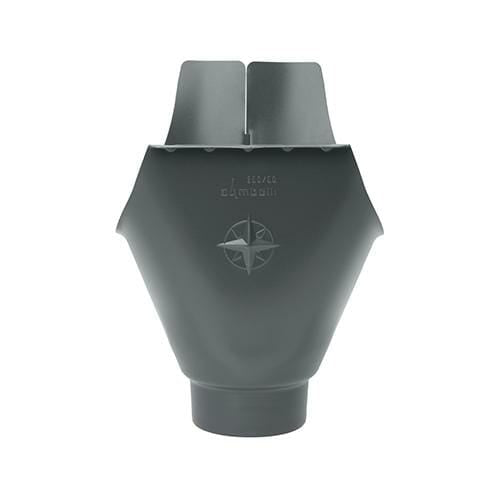 125mm Half Round Anthracite Grey Galvanised Steel 80mm 'wrap around' Gutter Outlet - Trade Warehouse