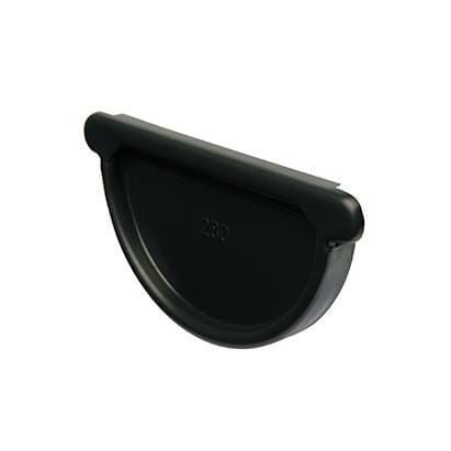 125mm Half Round Black Coated Galvanised Steel Gutter Stop End - Trade Warehouse