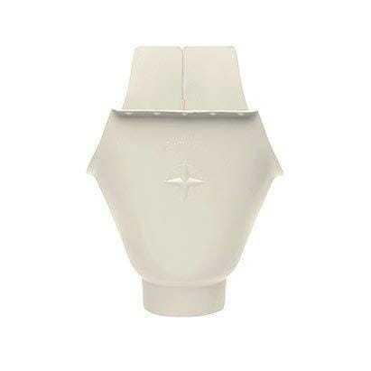 125mm Half Round Grey White Galvanised Steel 80mm 'wrap around' Gutter Outlet - Trade Warehouse