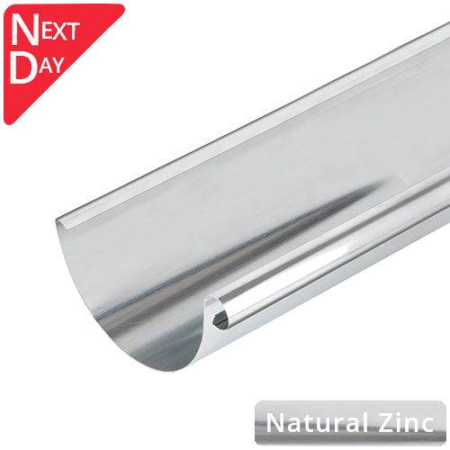 125mm Half Round Natural Zinc Gutter 3m Length - Trade Warehouse