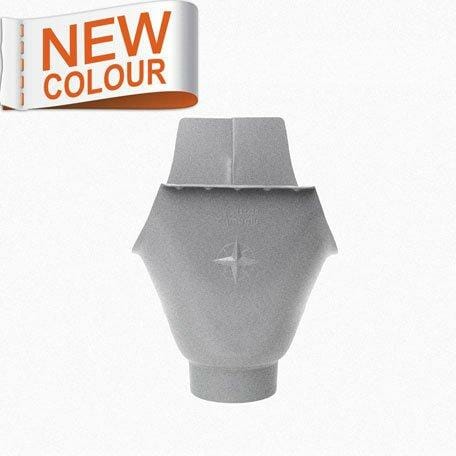 125mm Half Round RAL 9007 'Grey Aluminium' Galvanised Steel 80mm 'wrap around' Gutter Outlet - Trade Warehouse