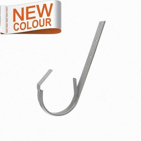 125mm Half Round RAL 9007 'Grey Aluminium' Galvanised Steel Top Fix Rafter Bracket (Bend On Site) - Trade Warehouse