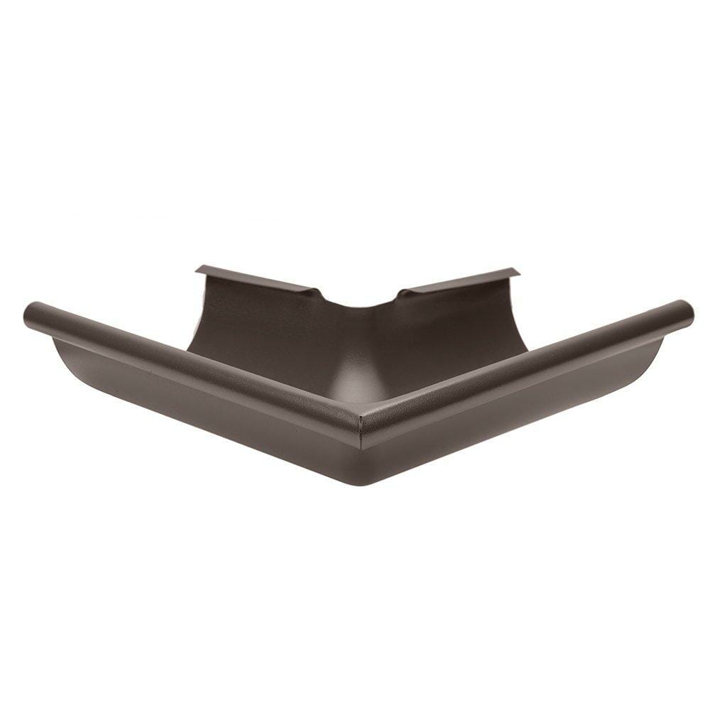 125mm Half Round Sepia Brown Galvanised Steel 90degree External Gutter Angle - Trade Warehouse