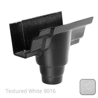 125x100 (5"x 4") Moulded Ogee Cast Aluminium 100mm Gutter Outlet - Textured Traffic White RAL 9016 - Trade Warehouse