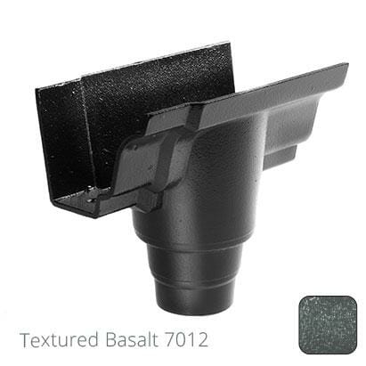 125x100 (5"x 4") Moulded Ogee Cast Aluminium 76mm Gutter Outlet - Textured Basalt Grey RAL 7012 - Trade Warehouse